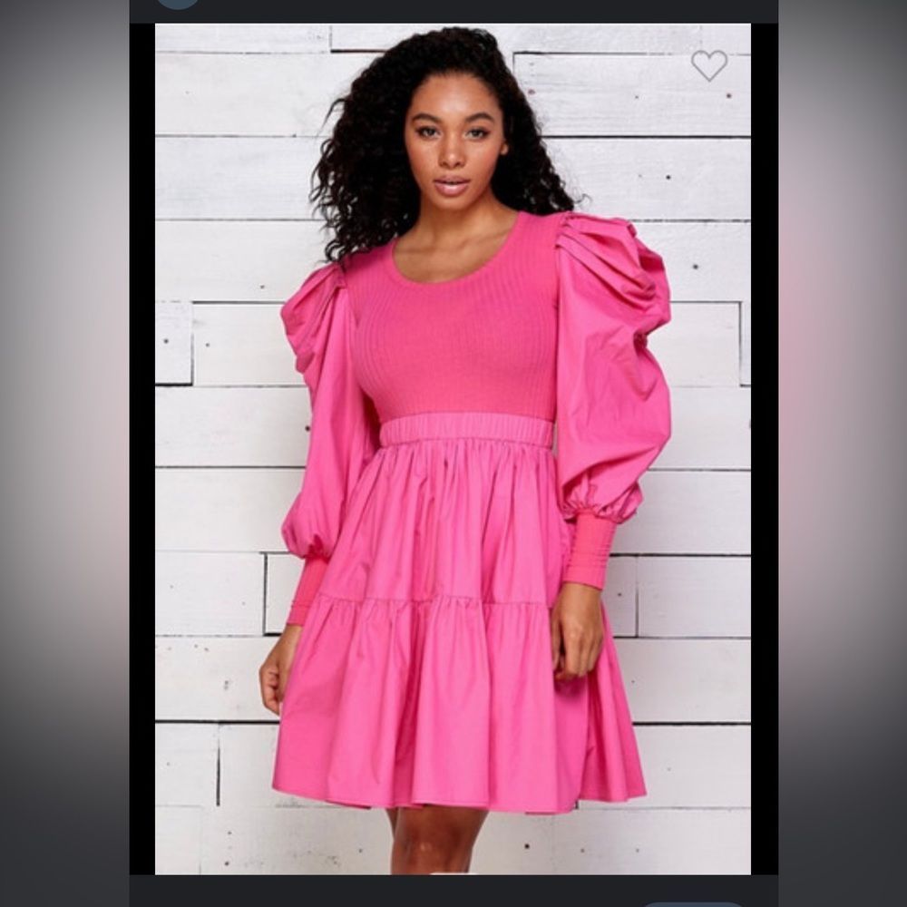 NWT Shop Michella Pink ruffle puffy sleeves dress